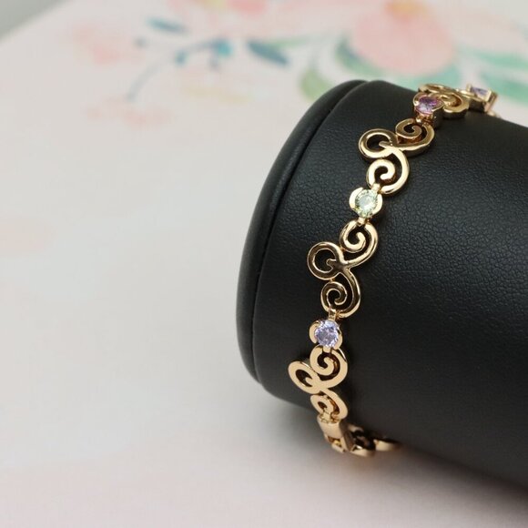 Elegant Rose Gold Bracelet with Multicolor Stones, XPBL0690 - Picture 8 of 12